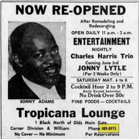 Tropicana Lounge - May 1963 Ad